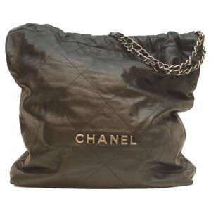 Chanel As3262 Black Shiny Calf Svhardware Chanel 22 Large Shoulder Bag Silver